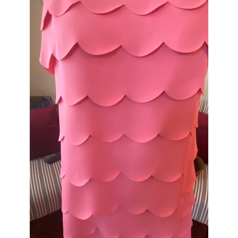 White House Black Market Pink Scalloped Tiered Petal Shift Dress Sz 2 party - Picture 5 of 8